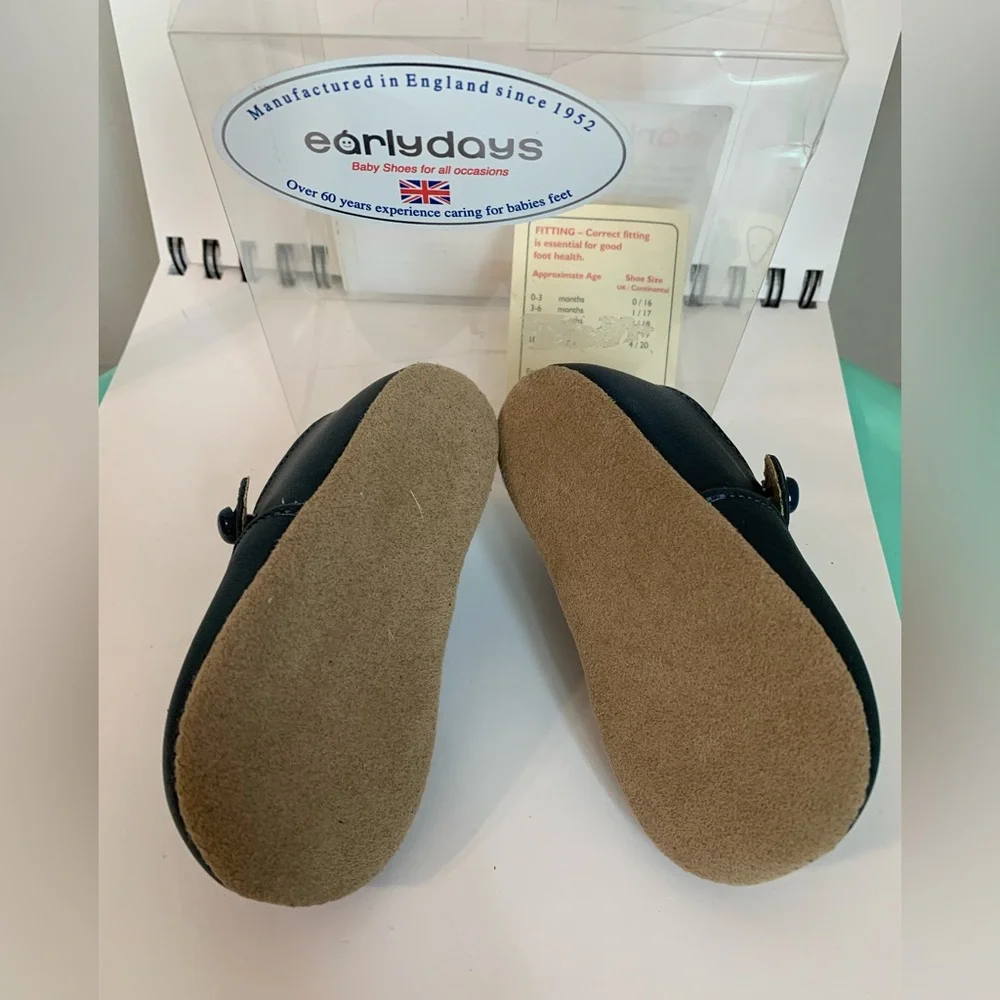 New Open Box Baypods Navy Patent Scallop Leather Mary Jane Shoes 6-12 Months UK